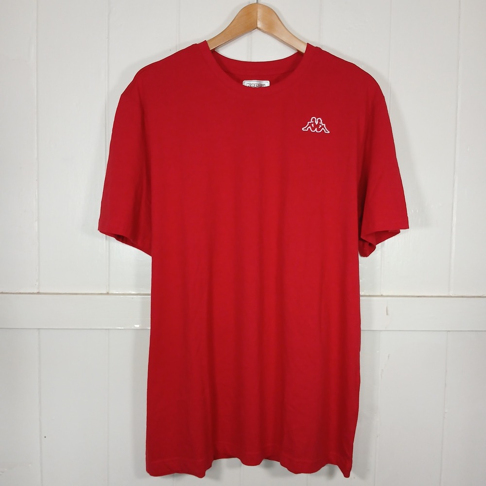 Kappa Embroidered Logo T-Shirt Mens XL Red Short Sleeve Cotton Tee